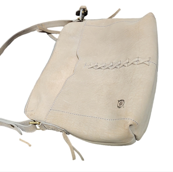 Born Nubuck Leather Boho Crossbody Bag with Adjustable Strap in Beige/Bone - Picture 3 of 9